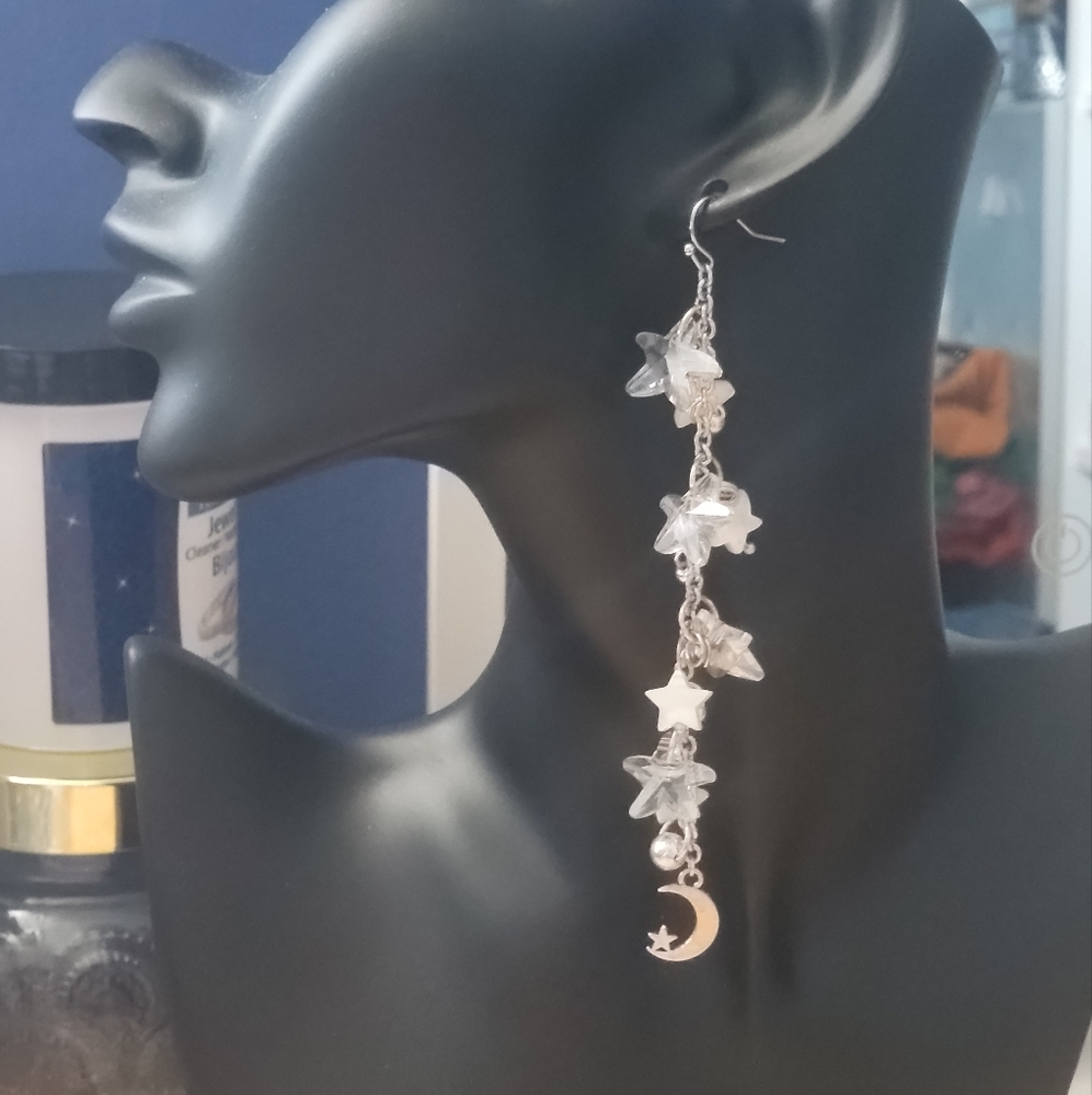 Celestial Silver Star and Moon Earrings